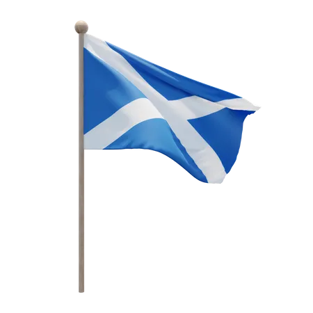 Scotland Flag Pole 3D Illustration