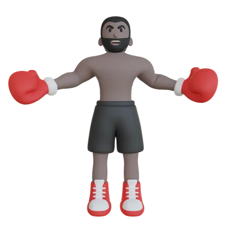 Screaming Boxing Athlete  3D Illustration