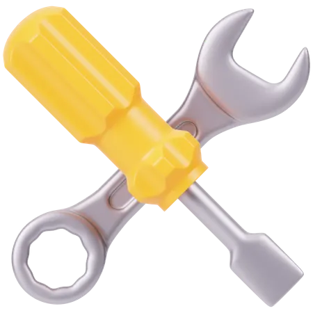 Screw Driver and Wrench  3D Icon
