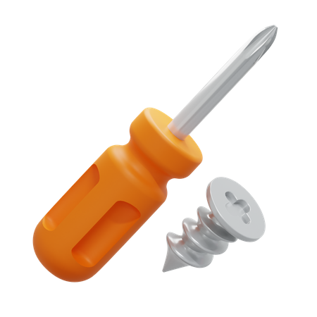 Screwdriver And Screw  3D Icon