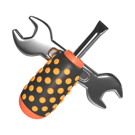 This Is Screwdriver And Wrench 3 D Render Illustration Icon It Comes As A High Resolution PNG File Isolated On A Transparent Background The Available 3 D Model File Formats Include BLEND OBJ FBX And GLTF 3D Icon