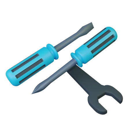 Screwdriver And Wrench  3D Icon