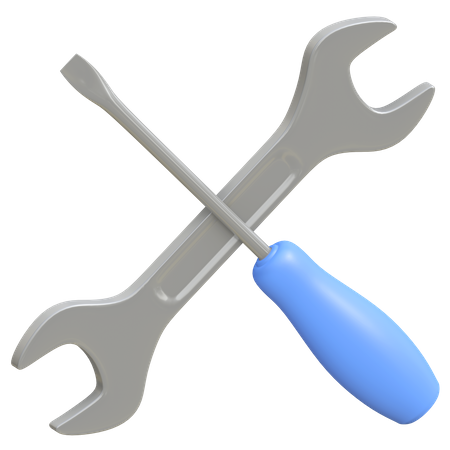 Screwdriver and wrench  3D Illustration