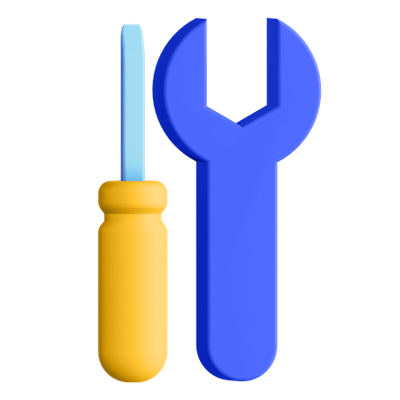 Screwdriver And Wrench  3D Illustration