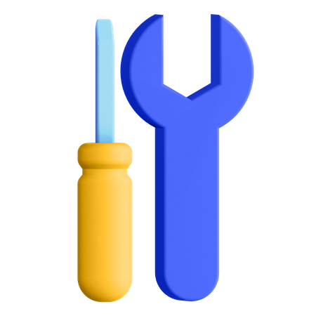 Screwdriver And Wrench 3D Illustration