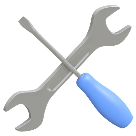 Screwdriver And Wrench Cross Symbol Icon Isolated 3 D Rendered Illustration 3D Illustration