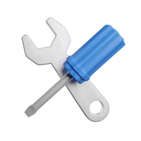 Screwdriver And Wrench Tools Utility 3D Illustration