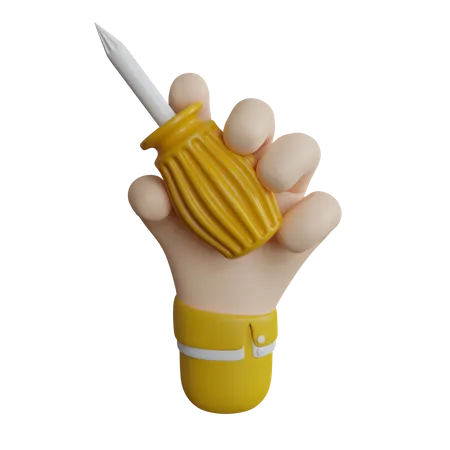 Screwdriver In Hand  3D Icon