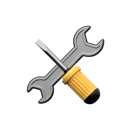 Screwdriver With Wrench  3D Icon