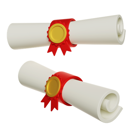 Scroll diploma wrapped with medal 3D graphics  3D Icon