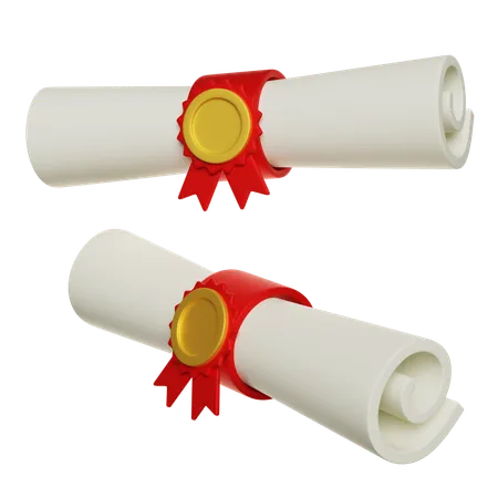 Scroll diploma wrapped with medal 3D graphics  3D Icon