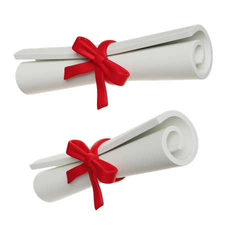 Scroll diploma wrapped with ribbon 3D graphics  3D Icon