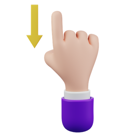 下にスクロール タッチ ハンドジェスチャー  3D Icon