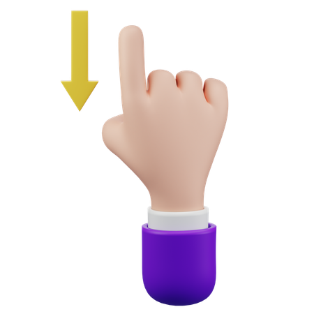 Scroll Down Touch Hand Gesture  3D Icon
