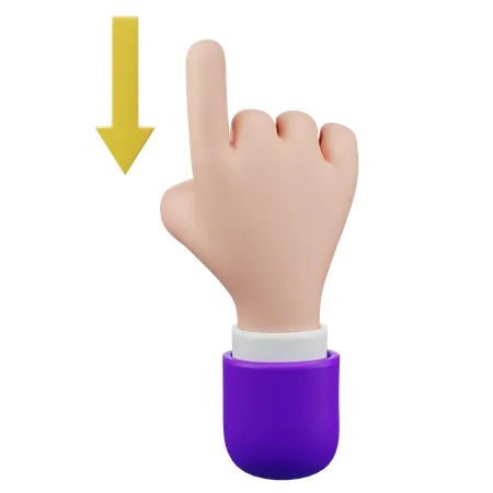Scroll Down Touch Hand Gesture  3D Icon