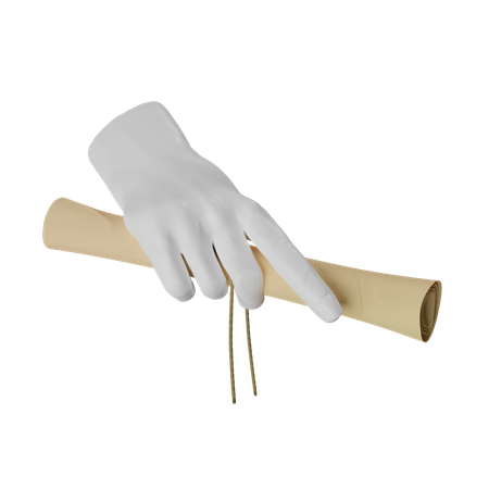 Scroll Holding Hand  3D Illustration