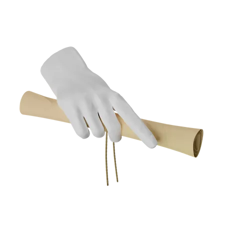 Scroll Holding Hand  3D Illustration