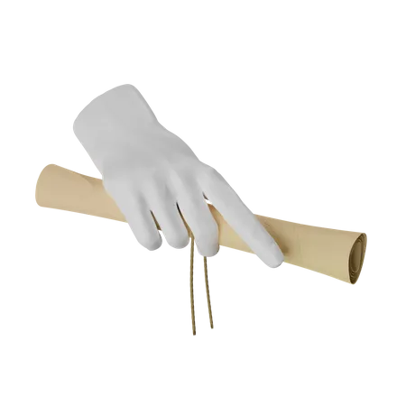 Scroll Holding Hand 3D Illustration