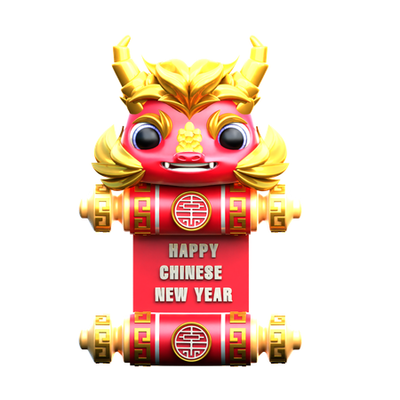Scroll Letter With Lion Head  3D Icon
