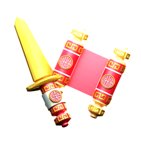 Scroll Letter With Sword  3D Icon