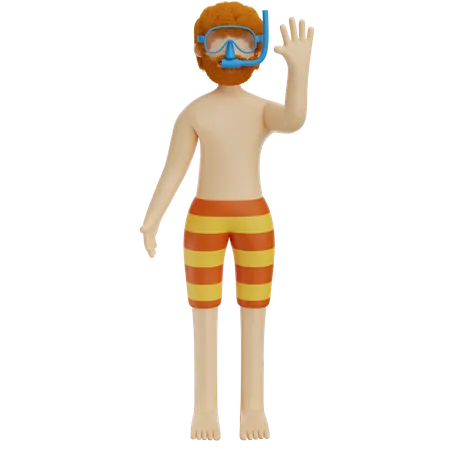 Scuba Diver Saying Hello  3D Illustration