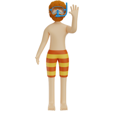 Scuba Diver Saying Hello  3D Illustration