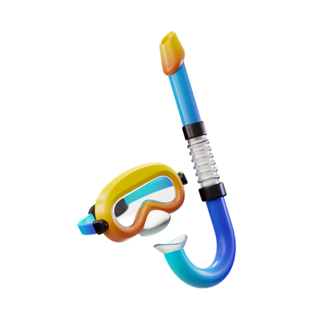 Scuba Diving Mask With Glass Visor And Snorkel  3D Illustration