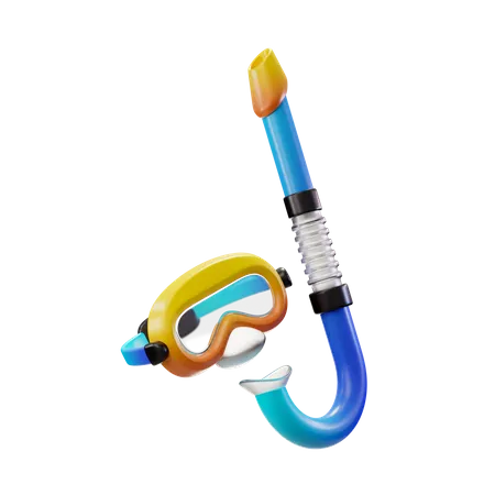 Scuba Diving Mask With Glass Visor And Snorkel  3D Illustration