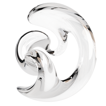 Sculpture abstraite en verre transparent  3D Icon