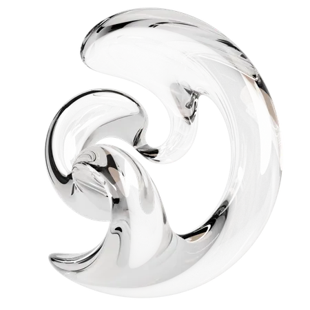 Sculpture abstraite en verre transparent  3D Icon