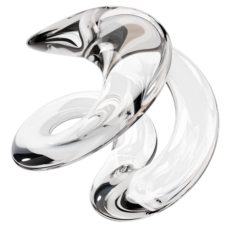 Sculpture abstraite en verre transparent  3D Icon