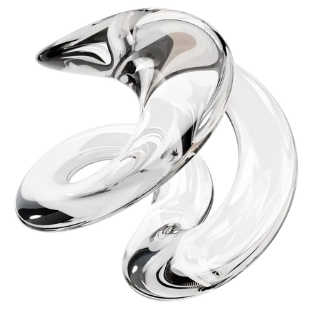 Sculpture abstraite en verre transparent  3D Icon