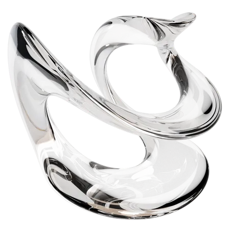 Sculpture abstraite en verre transparent  3D Icon