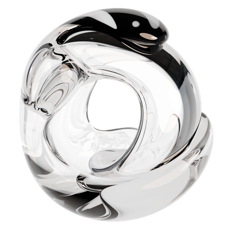 Sculpture abstraite en verre transparent  3D Icon