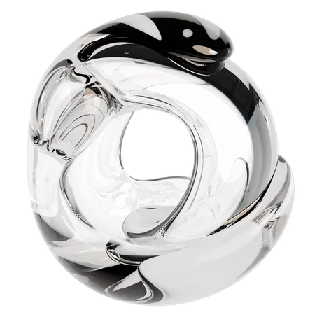 Sculpture abstraite en verre transparent  3D Icon