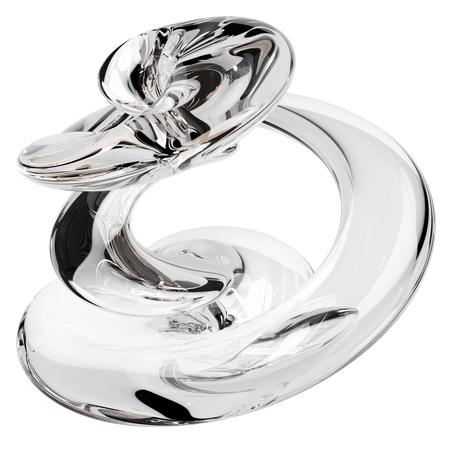 Sculpture abstraite en verre transparent  3D Icon