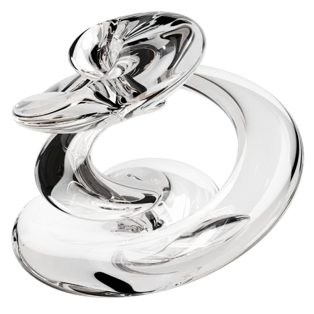 Sculpture abstraite en verre transparent  3D Icon