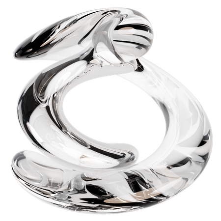 Sculpture abstraite en verre transparent  3D Icon