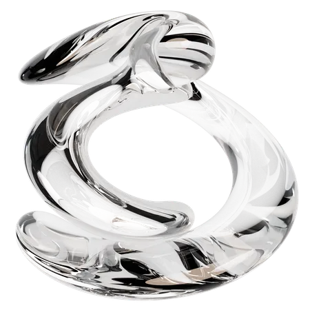 Sculpture abstraite en verre transparent  3D Icon