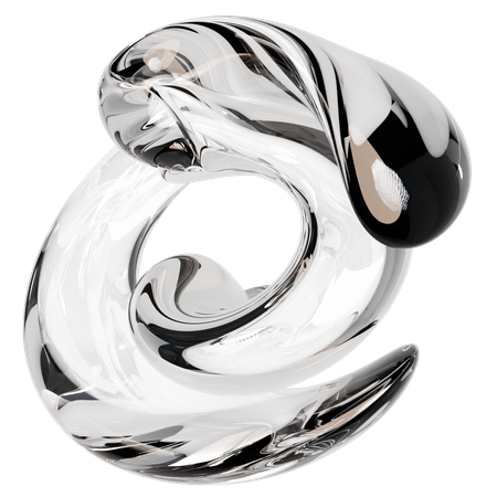 Sculpture abstraite en verre transparent  3D Icon