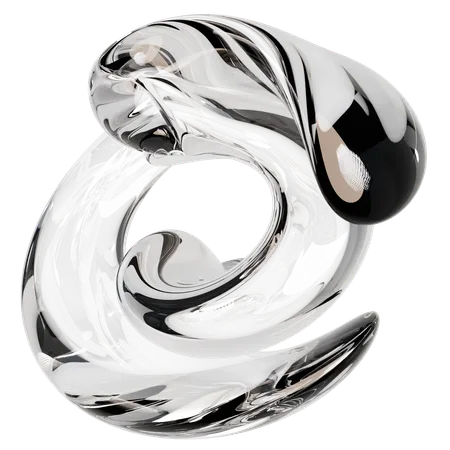 Sculpture abstraite en verre transparent  3D Icon