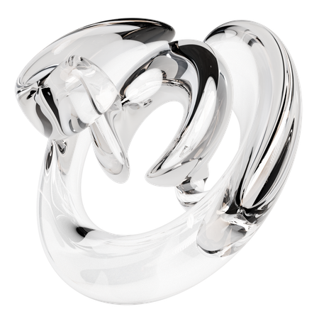 Sculpture abstraite en verre transparent  3D Icon