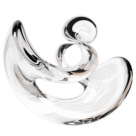 Sculpture abstraite en verre transparent  3D Icon