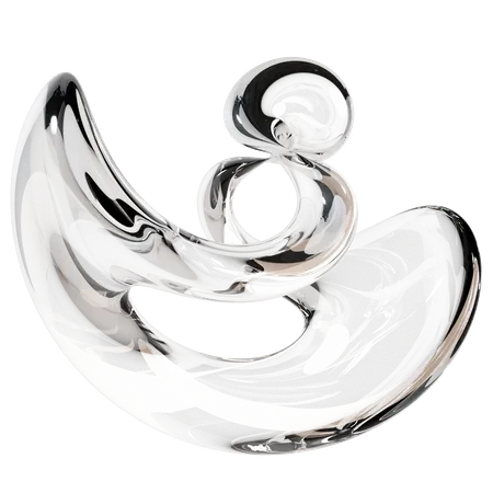 Sculpture abstraite en verre transparent  3D Icon