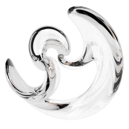 Sculpture abstraite en verre transparent  3D Icon