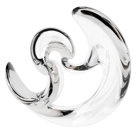 Sculpture abstraite en verre transparent  3D Icon