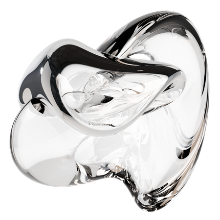 Sculpture abstraite en verre transparent  3D Icon