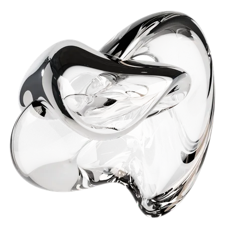 Sculpture abstraite en verre transparent  3D Icon