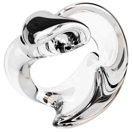 Sculpture abstraite en verre transparent  3D Icon