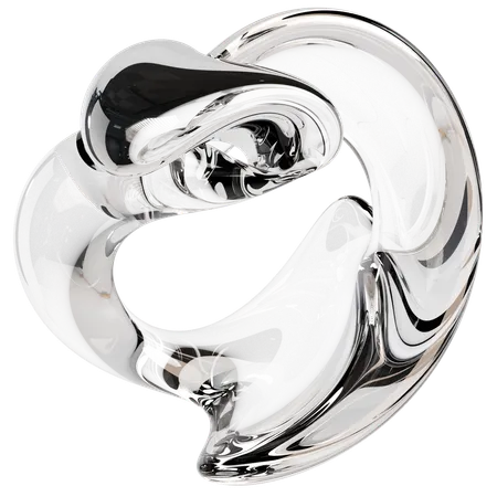 Sculpture abstraite en verre transparent  3D Icon